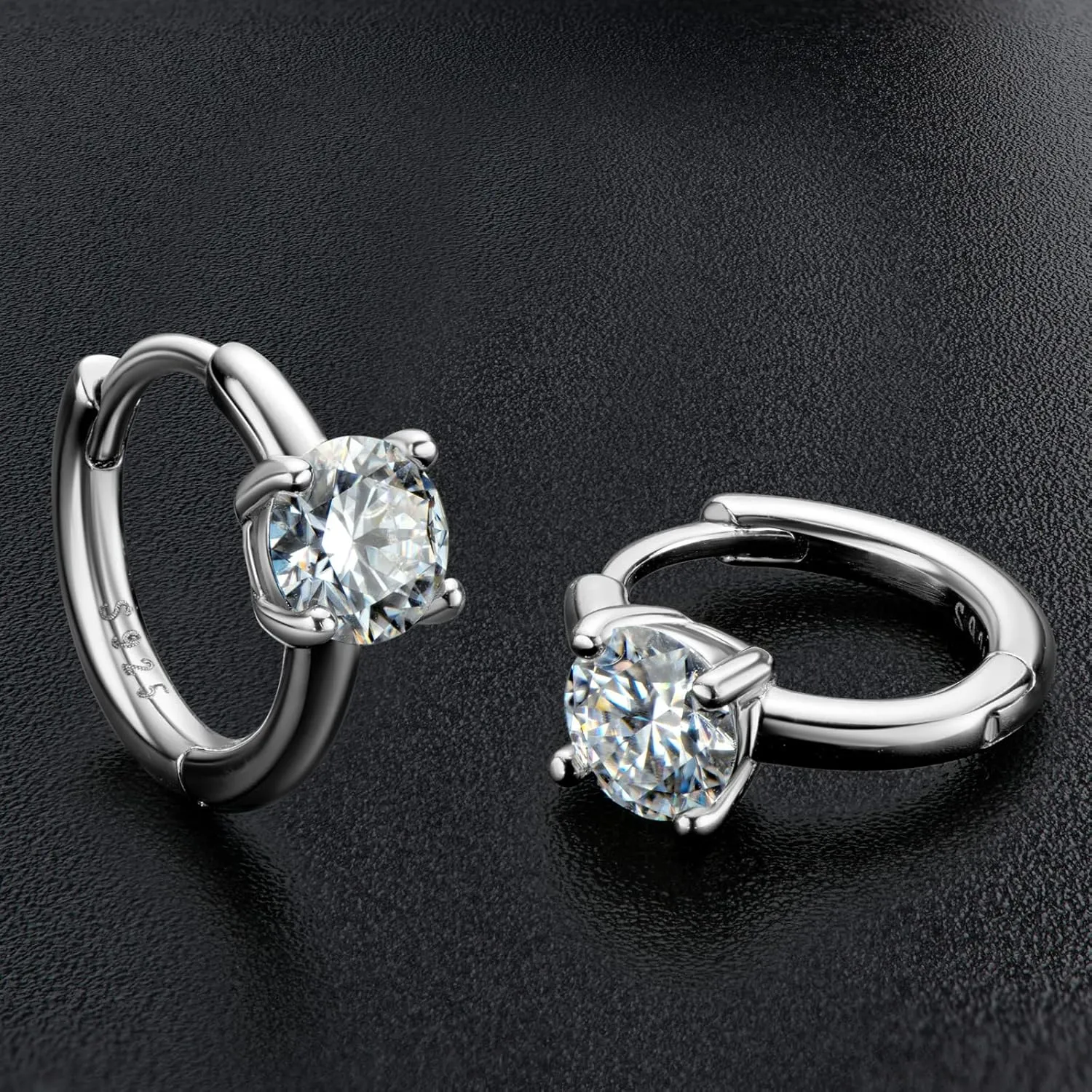 AINUOSHI Moissanite Huggie Hoop Earrings for Women, 1 Carat Per Pair, D-E Color, 925 Sterling Silver with Gold Plating, Hypoallergenic, Jewelry Box Packed