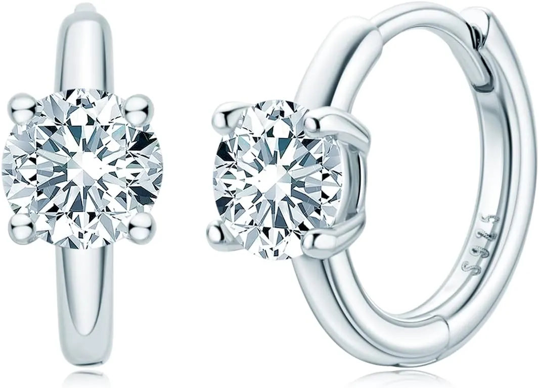 AINUOSHI Moissanite Huggie Hoop Earrings for Women, 1 Carat Per Pair, D-E Color, 925 Sterling Silver with Gold Plating, Hypoallergenic, Jewelry Box Packed