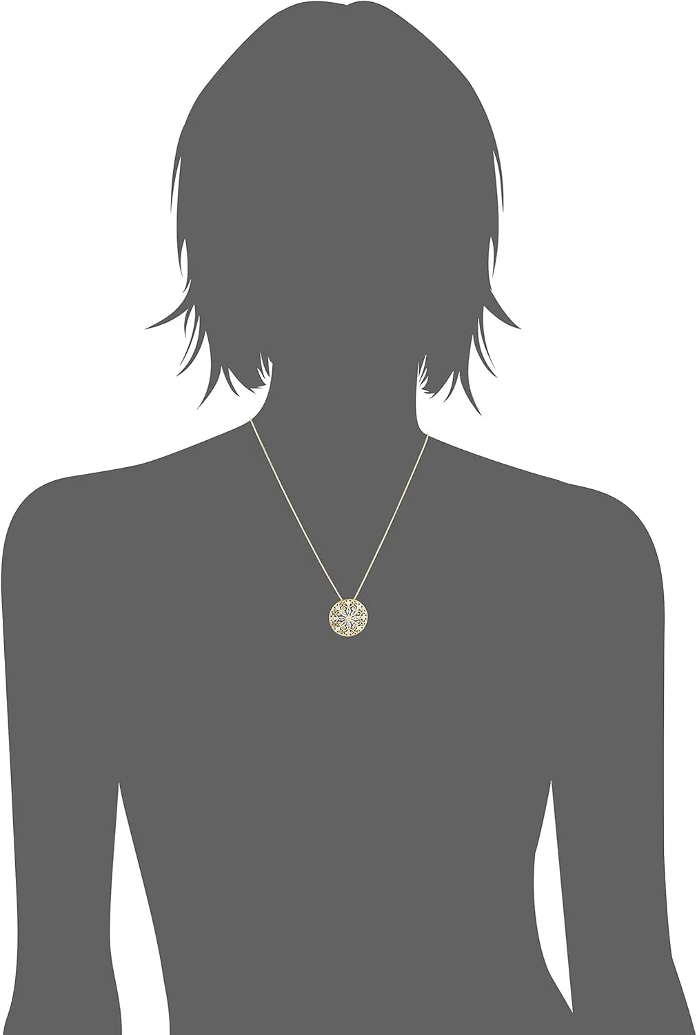 Amazon Essentials 18k Yellow Gold Plated Sterling Silver Gemstone and Diamond Accent Filigree Mandala Pendant Necklace, 18" (previously Amazon Collection)