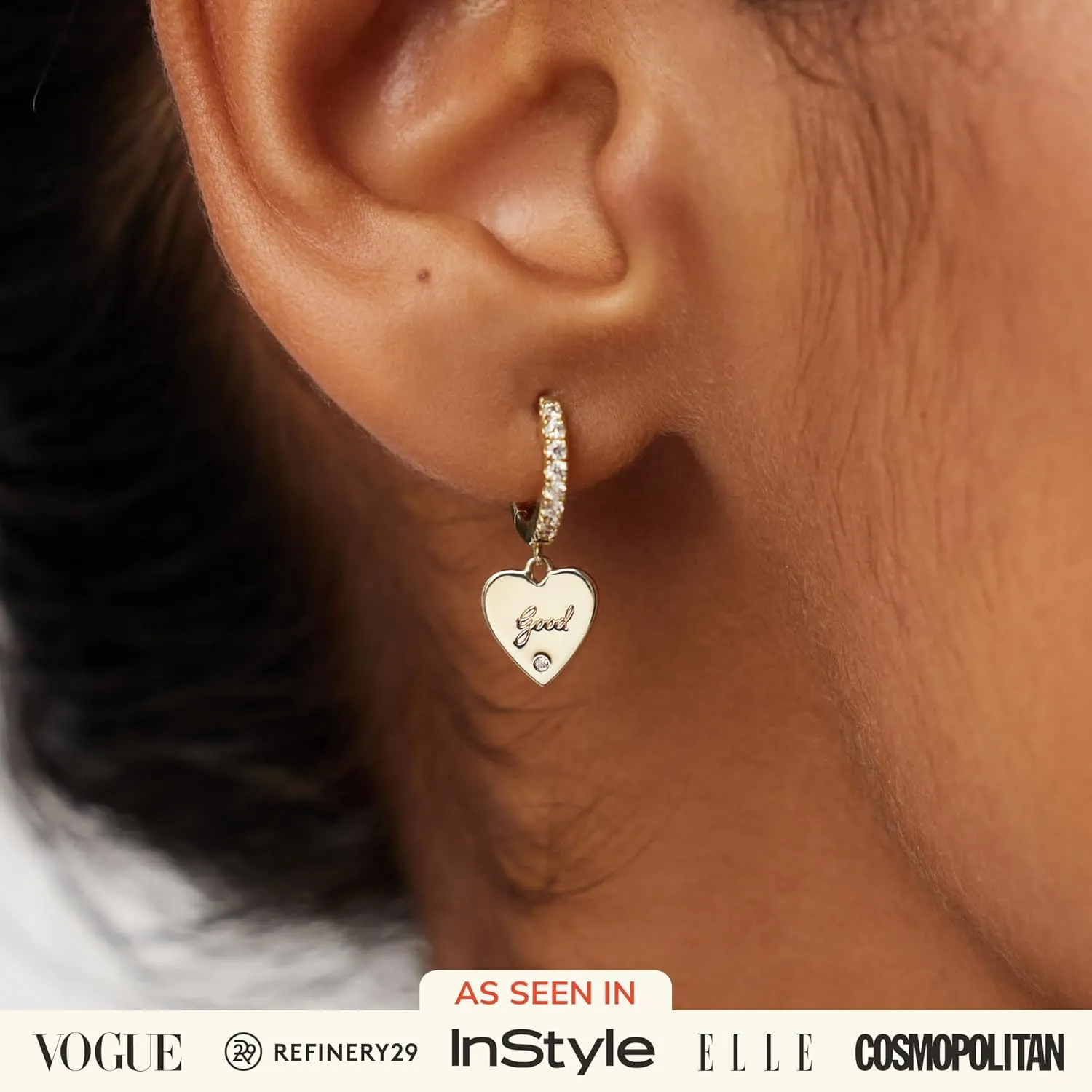 Ana Luisa Huggie Hoop Earrings - Solitaire Pendant Charm Earring - Dainty Hoop Pendant Earrings in 14K Gold Plated and Silver Rhodium Plated - Hypoallergenic, Water-Resistant, and Tarnish-Free