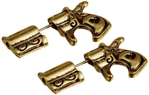 ANDPAI Personalized Unique Black Punk Gun Pistol Stud Earrings Cool Puncture Ear Stud Earrings for Women Men Statement Jewelry Gifts