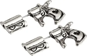 ANDPAI Personalized Unique Black Punk Gun Pistol Stud Earrings Cool Puncture Ear Stud Earrings for Women Men Statement Jewelry Gifts