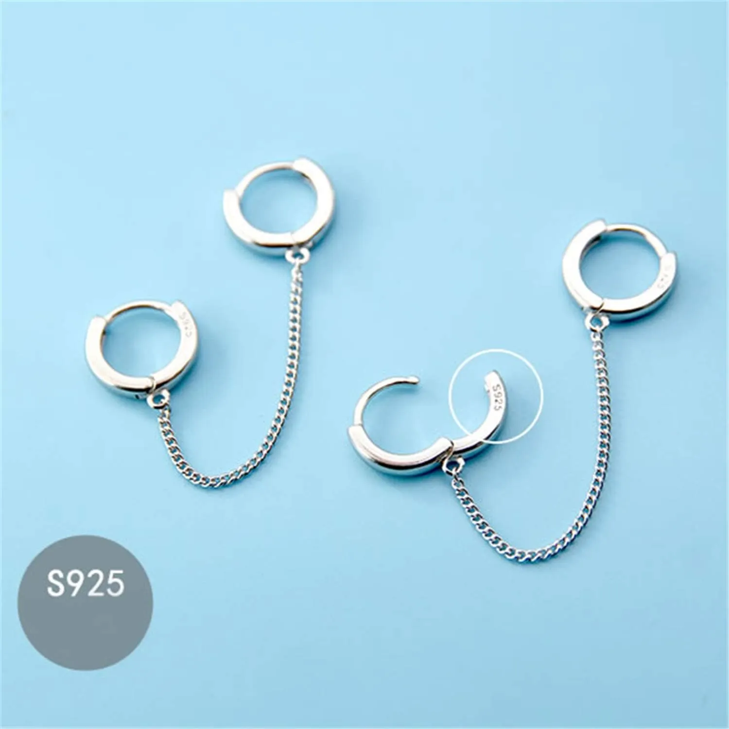 ANDPAI Unique Corn Chain Hoop Earrings Gold Silver Plated Double Piercing Earrings Dainty Small Huggie Hoop Minimalist Chain Cuff Earrings for Women Men Jewelry Gift