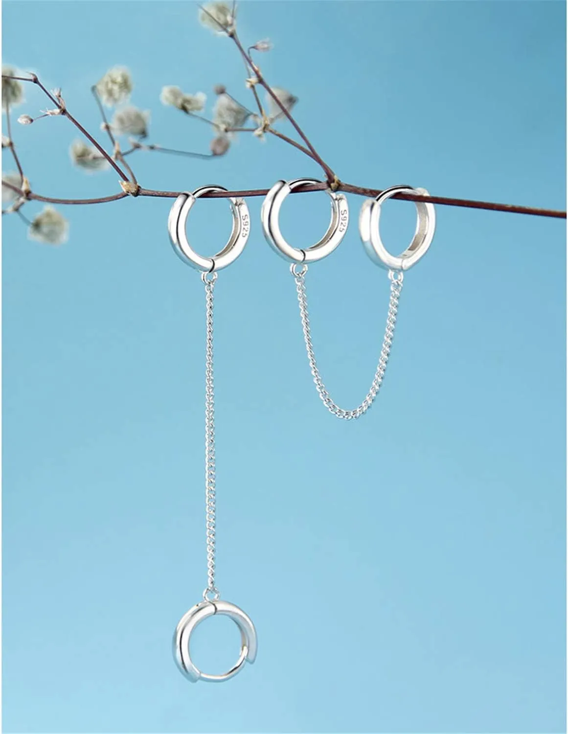 ANDPAI Unique Corn Chain Hoop Earrings Gold Silver Plated Double Piercing Earrings Dainty Small Huggie Hoop Minimalist Chain Cuff Earrings for Women Men Jewelry Gift