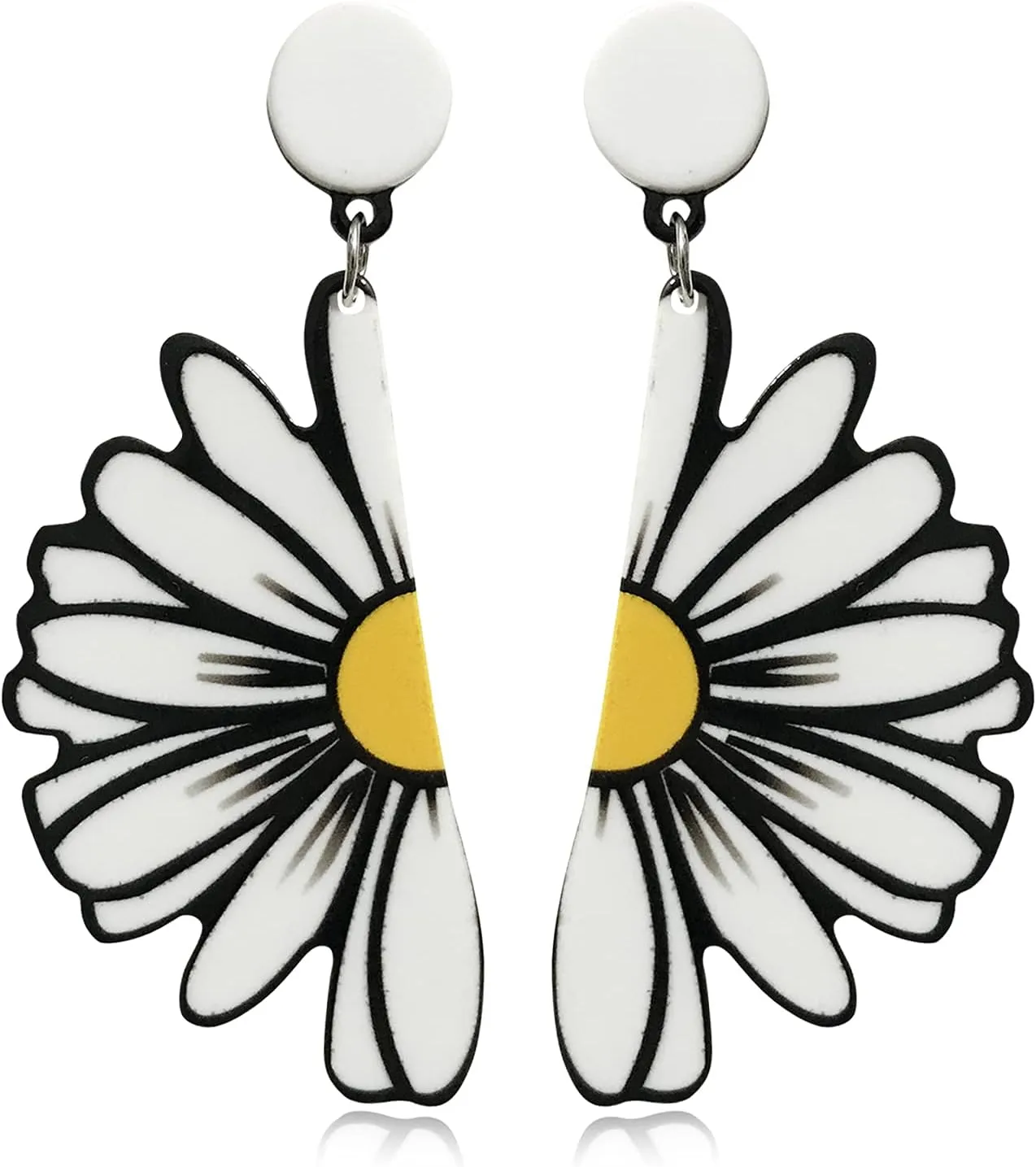 ANDPAI Unique Fashion 70s 80s 90s Funny Lightweight Acrylic Big Daisy Flower Dangle Drop Earrings for Women Statement Bohemian White Sunflower Jewelry Gifts