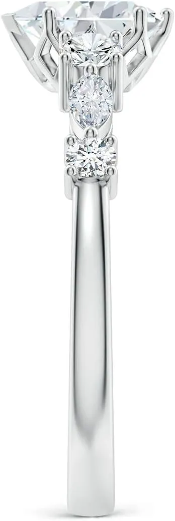 Angara Lab Grown Classic Pear Diamond Side Stone Engagement Ring in 14K Solid Gold/Platinum | April Birthstone, Birthday, Anniversary, Wedding Jewelry Gift for Women