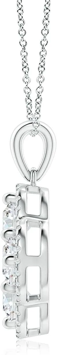 Angara Lab Grown Diamond Clover Pendant in 14K Solid Gold/Platinum | April Birthstone, Birthday, Engagement, Anniversary, Wedding Jewelry Gift for Women