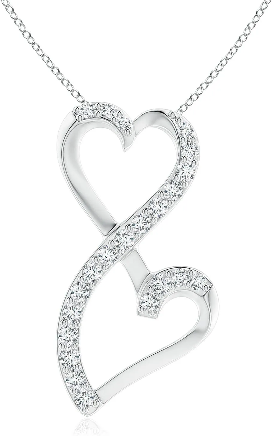 Angara Lab Grown Diamond Double Heart Infinity Pendant in 14K Solid Gold/Platinum | April Birthstone, Birthday, Engagement, Anniversary, Wedding Jewelry Gift for Women