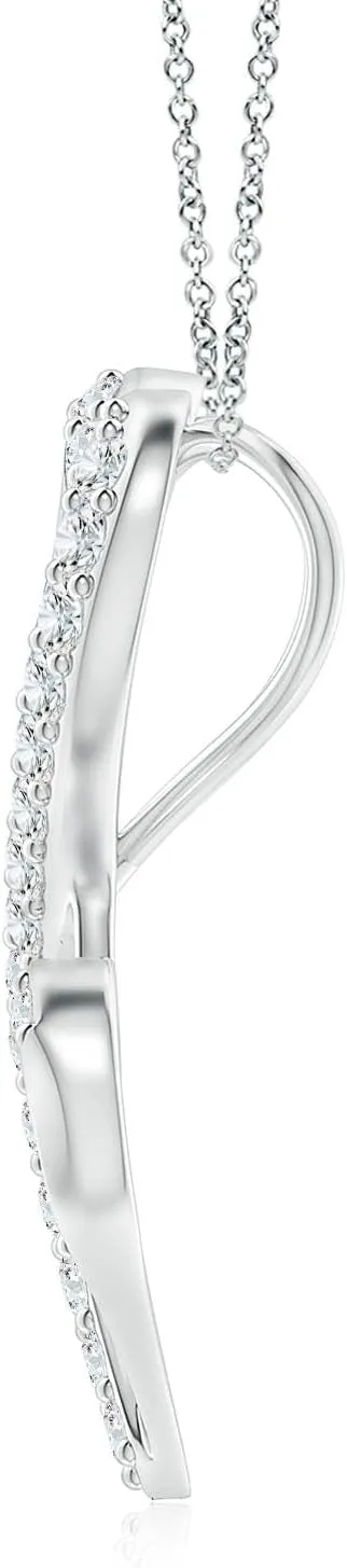 Angara Lab Grown Diamond Double Heart Infinity Pendant in 14K Solid Gold/Platinum | April Birthstone, Birthday, Engagement, Anniversary, Wedding Jewelry Gift for Women
