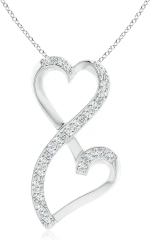Angara Lab Grown Diamond Double Heart Infinity Pendant in 14K Solid Gold/Platinum | April Birthstone, Birthday, Engagement, Anniversary, Wedding Jewelry Gift for Women