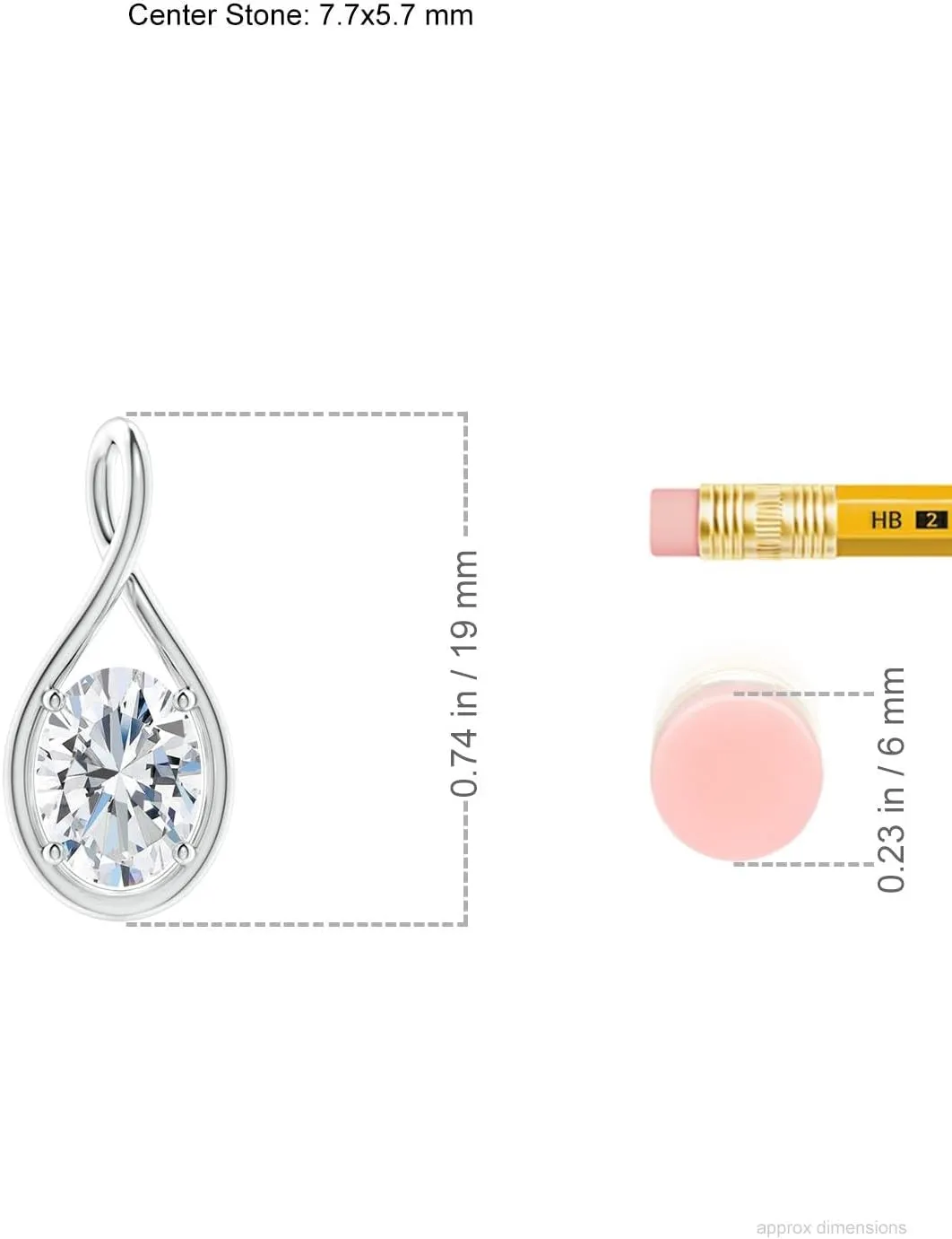 Angara Lab Grown Solitaire Oval Diamond Twist Bale Pendant in 14K Solid Gold/Platinum | April Birthstone, Birthday, Engagement, Anniversary, Wedding Jewelry Gift for Women