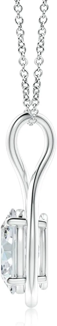 Angara Lab Grown Solitaire Oval Diamond Twist Bale Pendant in 14K Solid Gold/Platinum | April Birthstone, Birthday, Engagement, Anniversary, Wedding Jewelry Gift for Women