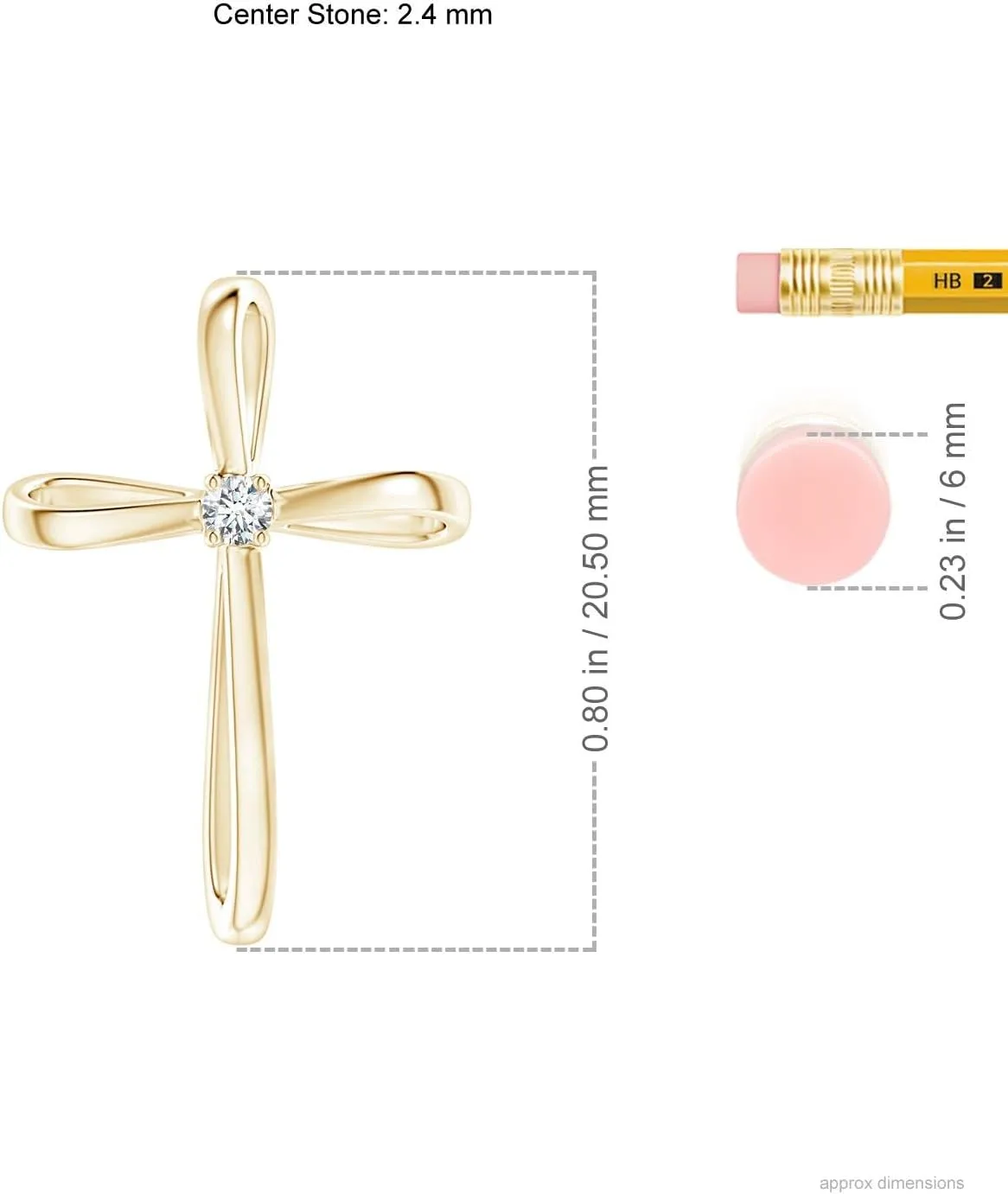 Angara Natural Twisted Cross Pendant with Diamond in 14K Solid Gold/Platinum | April Birthstone, Birthday, Engagement, Anniversary, Wedding Jewelry Gift for Women