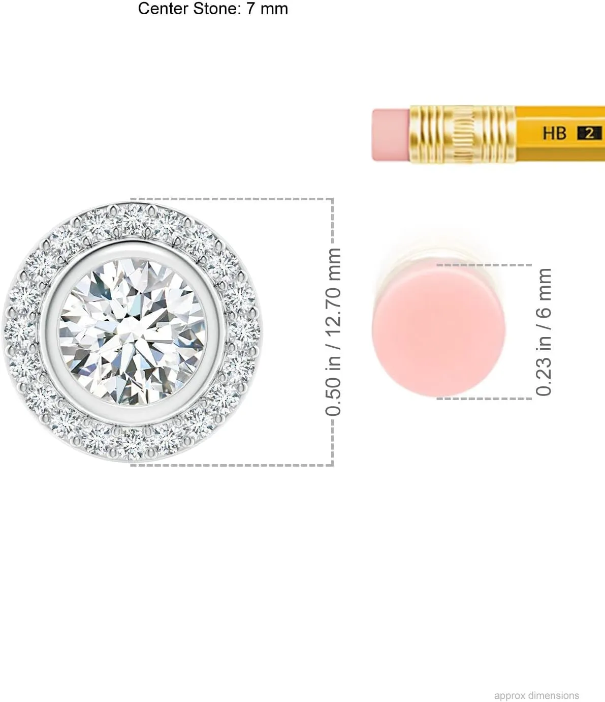 Angara Round Bezel-Set Lab Grown Diamond Pendant with Halo in 14K Solid Gold/Platinum | April Birthstone, Birthday, Engagement, Anniversary, Wedding Jewelry Gift for Women