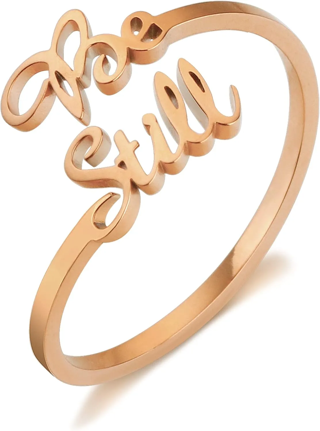 ARHTF Be Still And Know That I am God Bible Verse Ring 14k Gold-plated Stainless Steel Open Rings Purity Rings Christian Jewelry Gifts for Women Faith Psalm 46