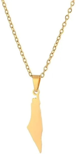 Art Attack Stainless Steel Delicate I Heart Israel Jerusalem Necklace, Am Yisrael Chai Dainty Cityscape Country Map Outline Hebrew Jewish Pendant