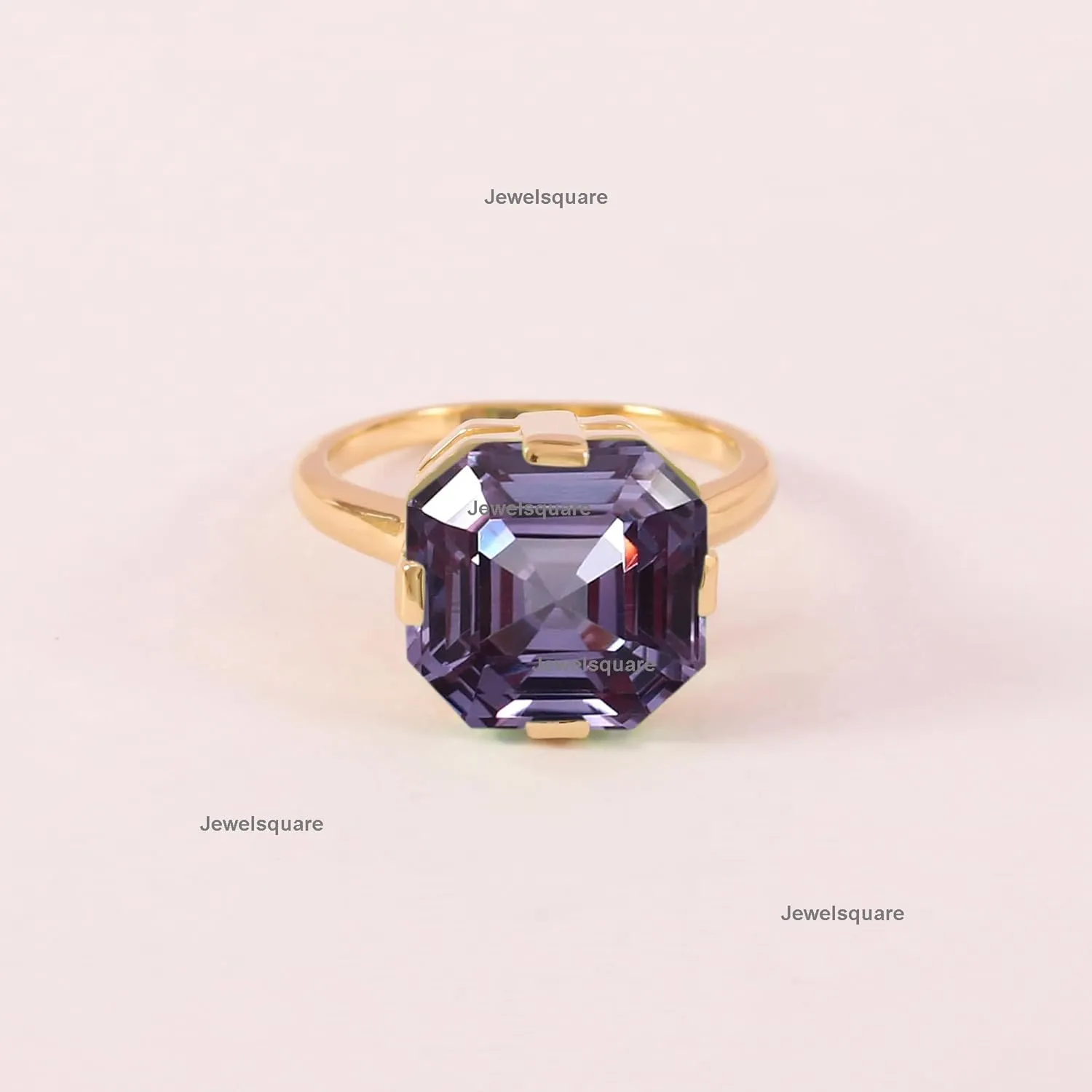 Asscher Cut Alexandrite Solitaire Band Ring, 925 Sterling Silver,Alexandrite Gemstone, Prong Set, Have large Ring, Cocktail Ring, Big Gemstone Ring,Stackable Ring, Delicate Gemstone Ring,Fine Jewelry
