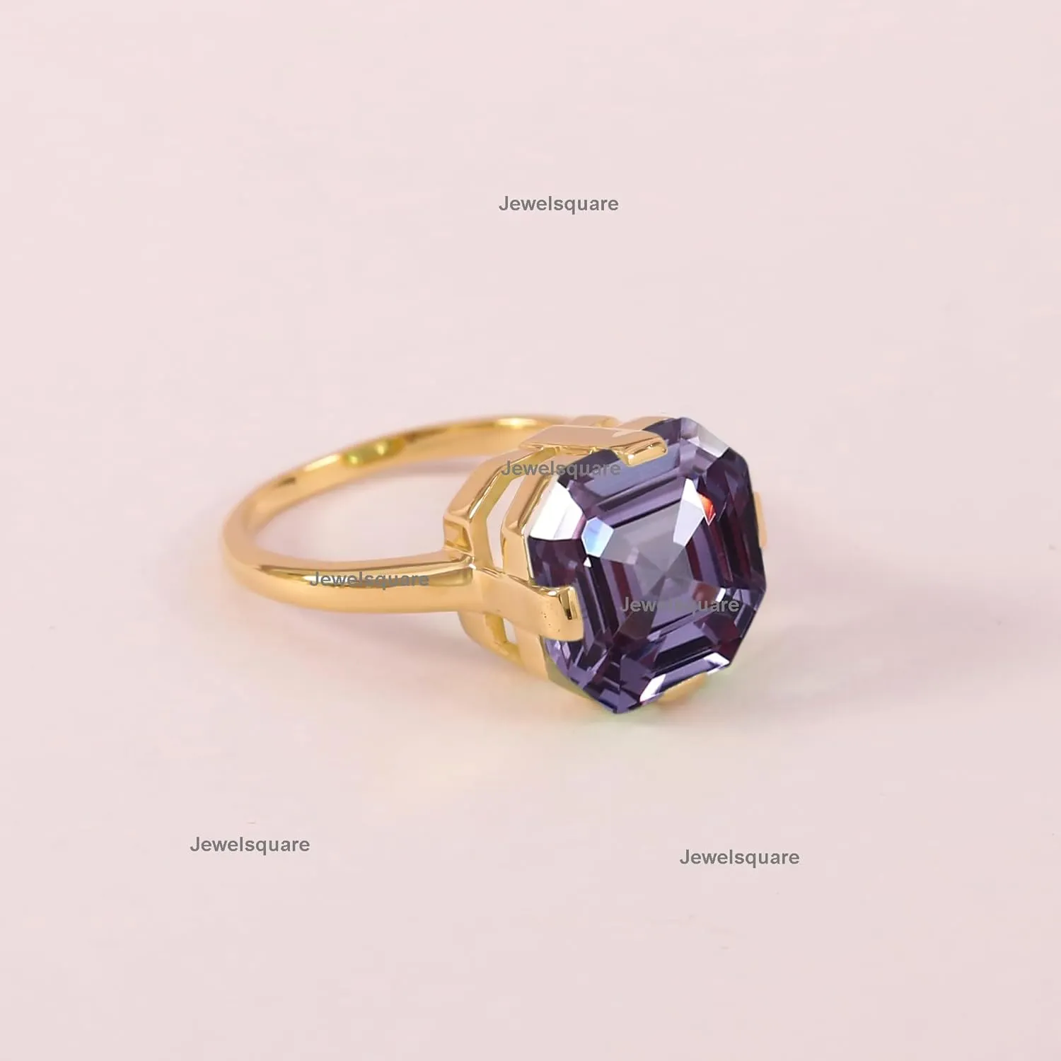 Asscher Cut Alexandrite Solitaire Band Ring, 925 Sterling Silver,Alexandrite Gemstone, Prong Set, Have large Ring, Cocktail Ring, Big Gemstone Ring,Stackable Ring, Delicate Gemstone Ring,Fine Jewelry