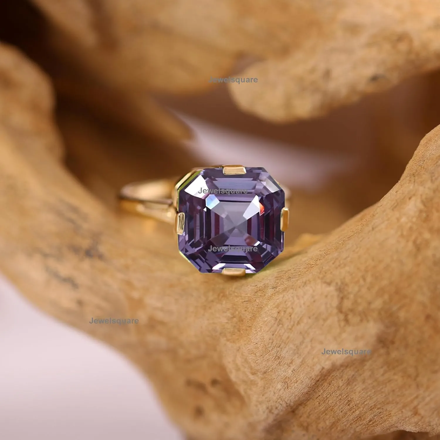 Asscher Cut Alexandrite Solitaire Band Ring, 925 Sterling Silver,Alexandrite Gemstone, Prong Set, Have large Ring, Cocktail Ring, Big Gemstone Ring,Stackable Ring, Delicate Gemstone Ring,Fine Jewelry