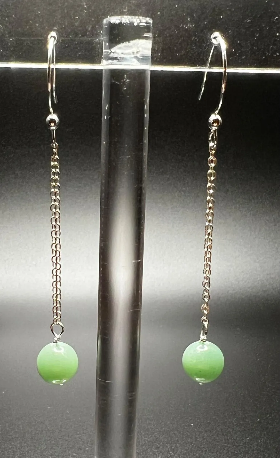 Aventurine and Sterling Silver Chain Earrings