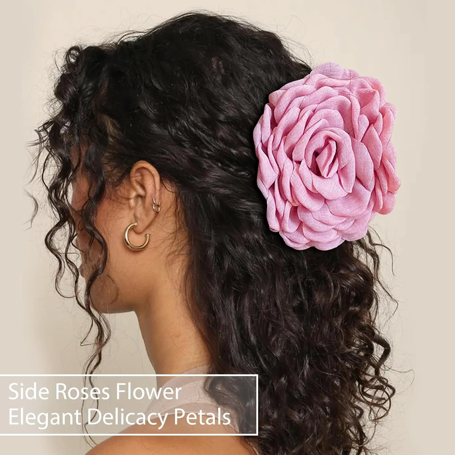 Babalet 2PCS Hair Clips for Women Large Rose Flower Hair Claw Clips for Thick Thin Long Hair Cute Hair Accessories(HotPink,Grey)