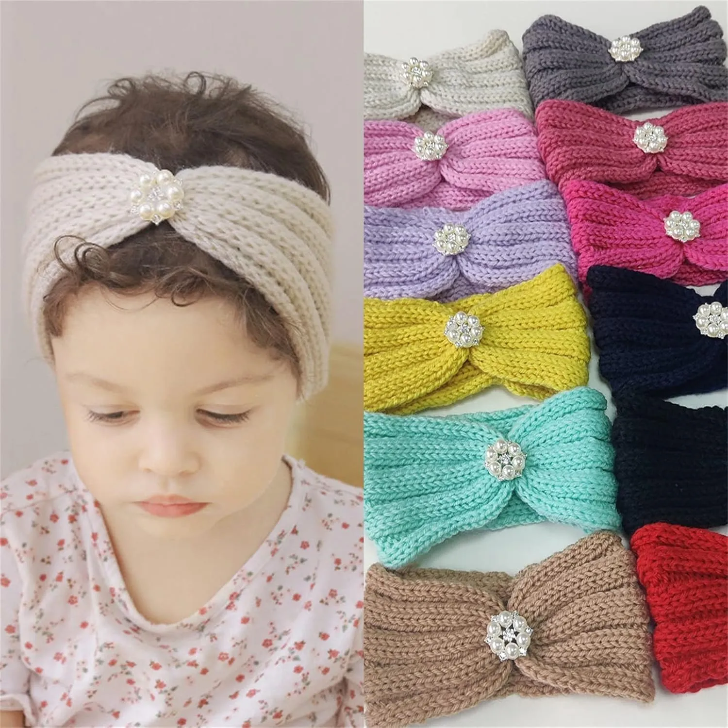 Baby Girl Bows and Headbands Girl Headband Baby Girls Headband Newborn Headbands with Bow Baby-Shower Gift (H, One Size)