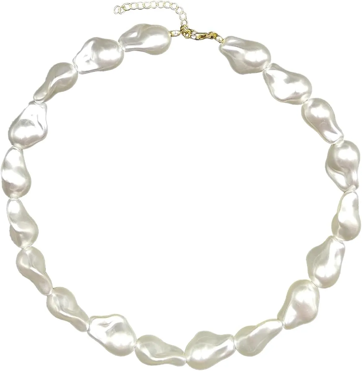 Baroque Pearl Necklace for Women Boho Irregular Pearl Choker Necklace White Pearl Beaded Necklace Vintage Pearl Charm Choker Necklace Birthday Wedding Jewelry for Women