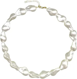 Baroque Pearl Necklace for Women Boho Irregular Pearl Choker Necklace White Pearl Beaded Necklace Vintage Pearl Charm Choker Necklace Birthday Wedding Jewelry for Women
