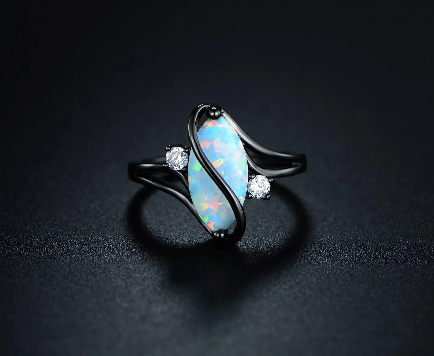Barzel Rose Gold & White Gold Plated Created Ruby, White Fire Opal & Cubic Zirconia Accents Ring