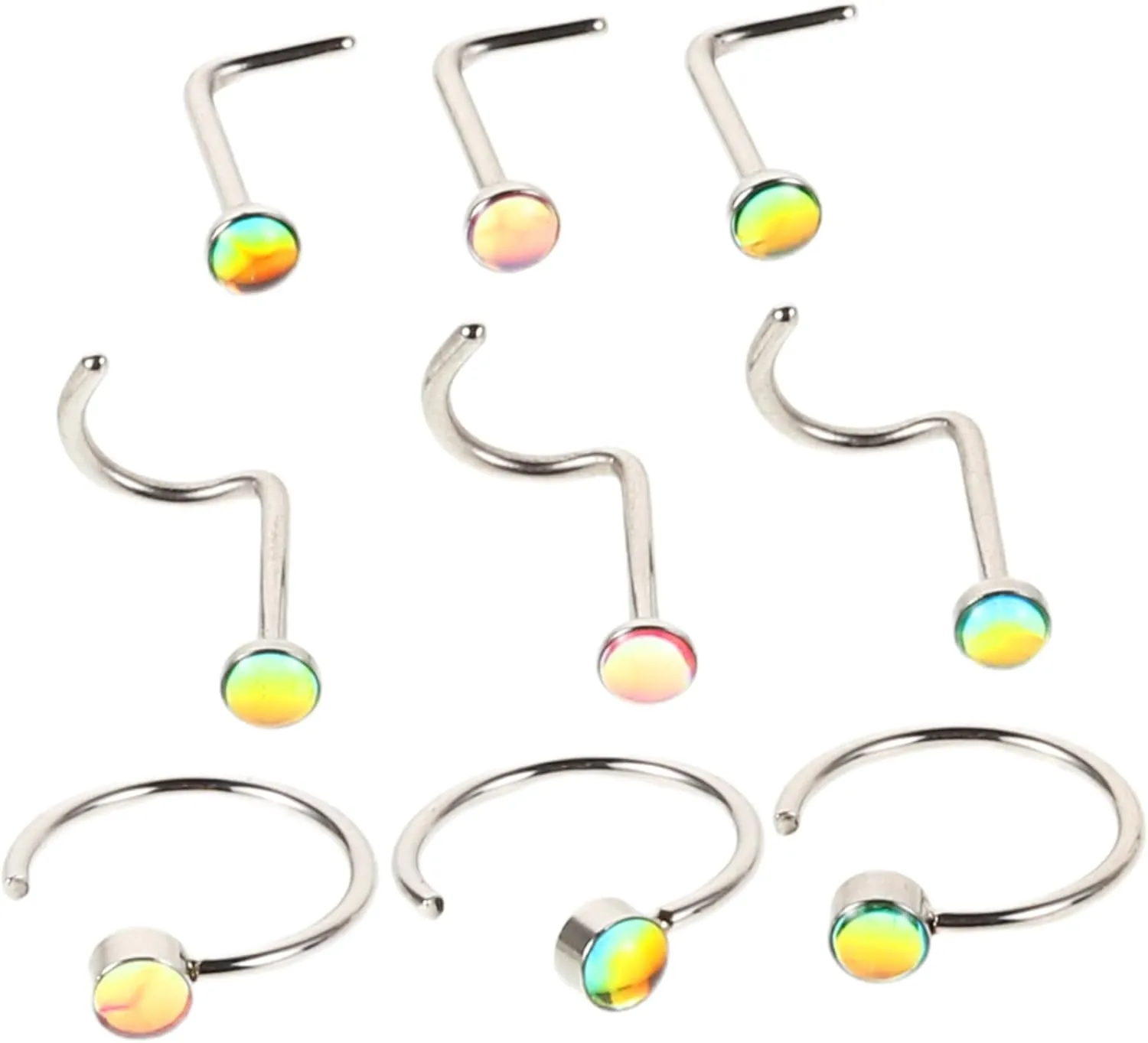 Beaupretty 1set Gradient Color Nose Helix Earrings for Piercings Nose Jewelry Comfortable Wear Easy Application Unique Design