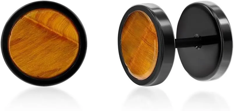 Beaux Bijoux Men's Round Stud Earrings in Stainless Steel - Hypoallergenic Earrings for Men - Unique Round Earrings for Him