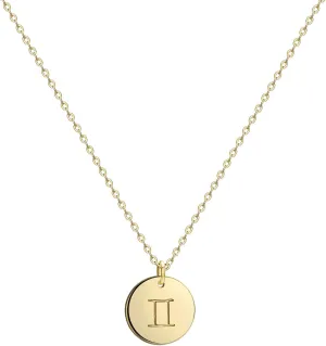 Befettly Constellation Necklace Pendant 14K Gold-Plated Hammered Round Disc Engraved Zodiac Sign Pendant 17.5 Adjustable Dainty Necklace
