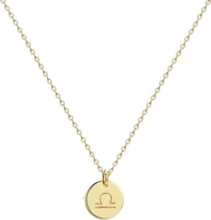 Befettly Constellation Necklace Pendant 14K Gold-Plated Hammered Round Disc Engraved Zodiac Sign Pendant 17.5 Adjustable Dainty Necklace