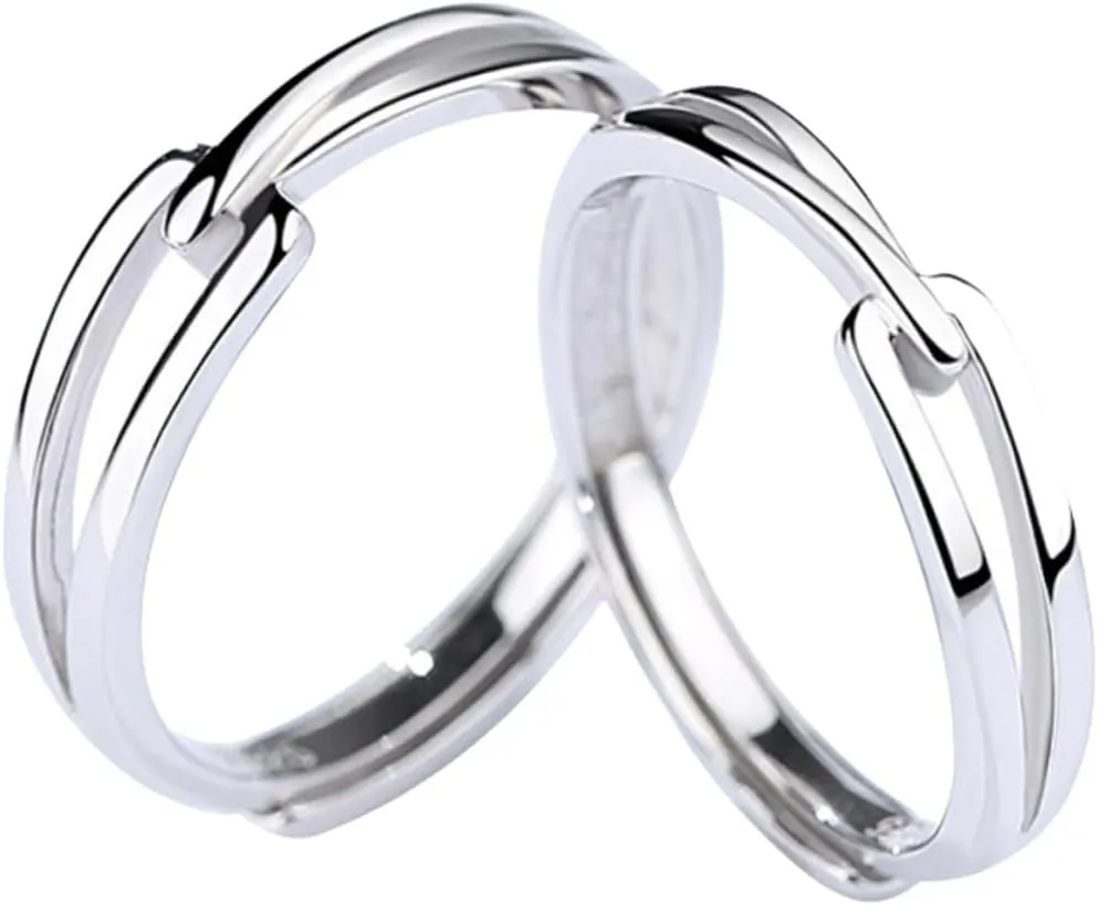 BESPORTBLE 1Pair Couple's Knuckle Rings Decorative Sterling Silver Jewelry for Men Women Unique Present for Valentine's Day Comfortable Fit Stylish Design for Daily Wear