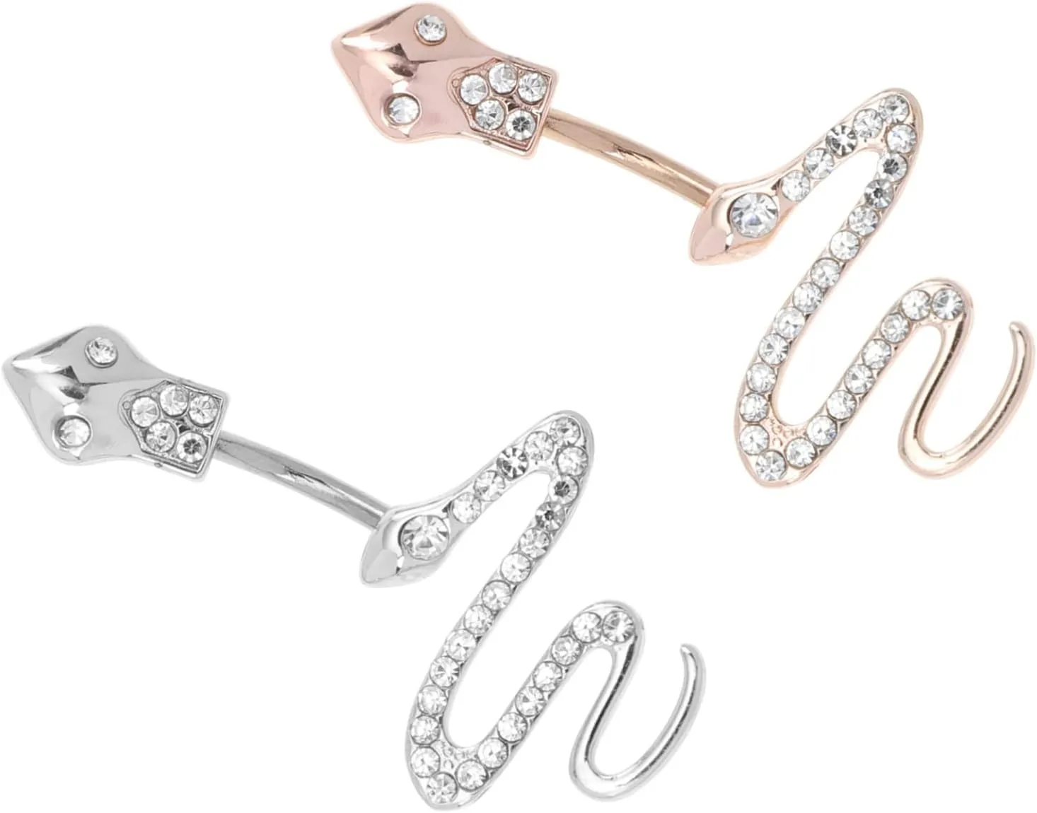 BESPORTBLE 2pcs Stainless Steel Snake Belly Button Rings Navel Jewelry for Women Durable Skin Piercing Decoration for Swimwear Beach Wear