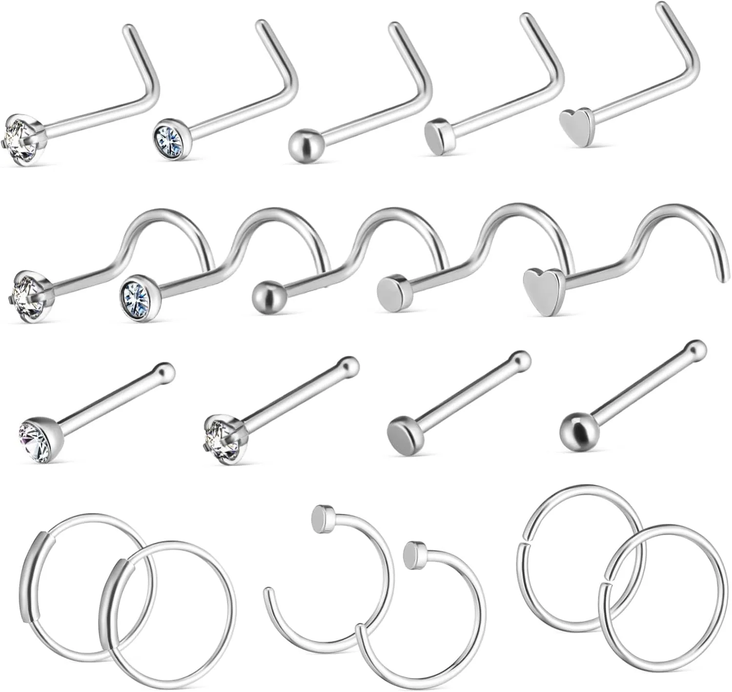 BESPORTBLE Chic Nose Ring Studs for Women Hoop and Nose Jewelry Comfortable Wear Stainless Steel