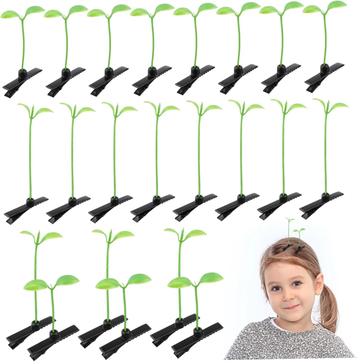 BESTOYARD 50Pcs Adorable Bean Sprout Hairpins Cute Hair Accessories for Lightweight Hair Clips for Parties and Everyday Use Charming