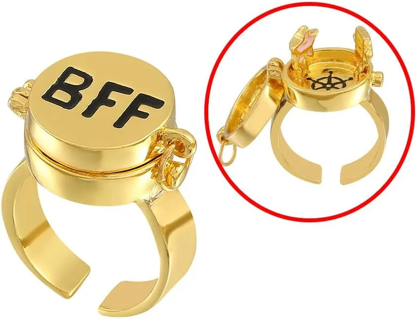 BFF Gold Spinner Anime Matching Rings Anime Aesthetic Opening Adjustable Ring for Teens Couple Women BFF Jewelry Gifts