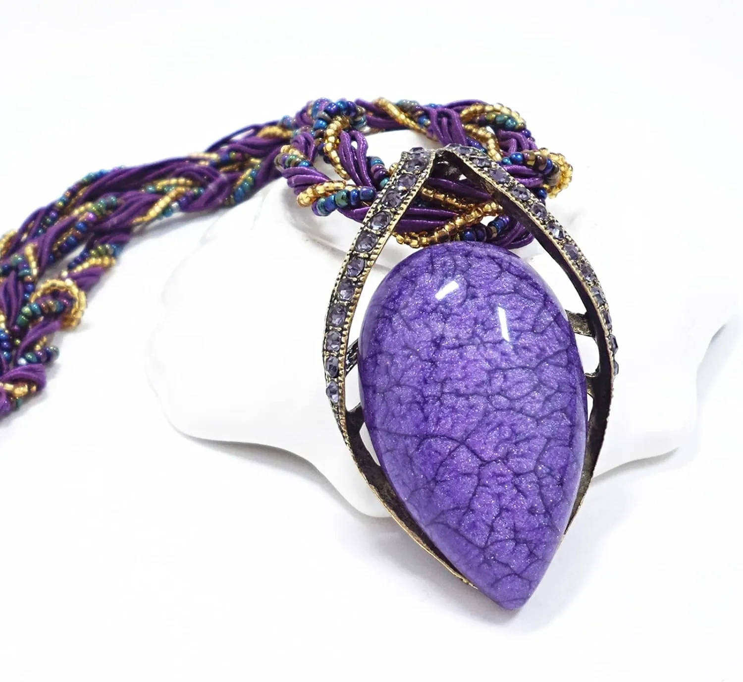 BG&WLing Retro Vintage Bohemian Collar Necklace for Women Boho Teardrop Turquoise Rhinestone Pendant Collars Fashion Jewelry Gifts Mom Grandmother Aunt