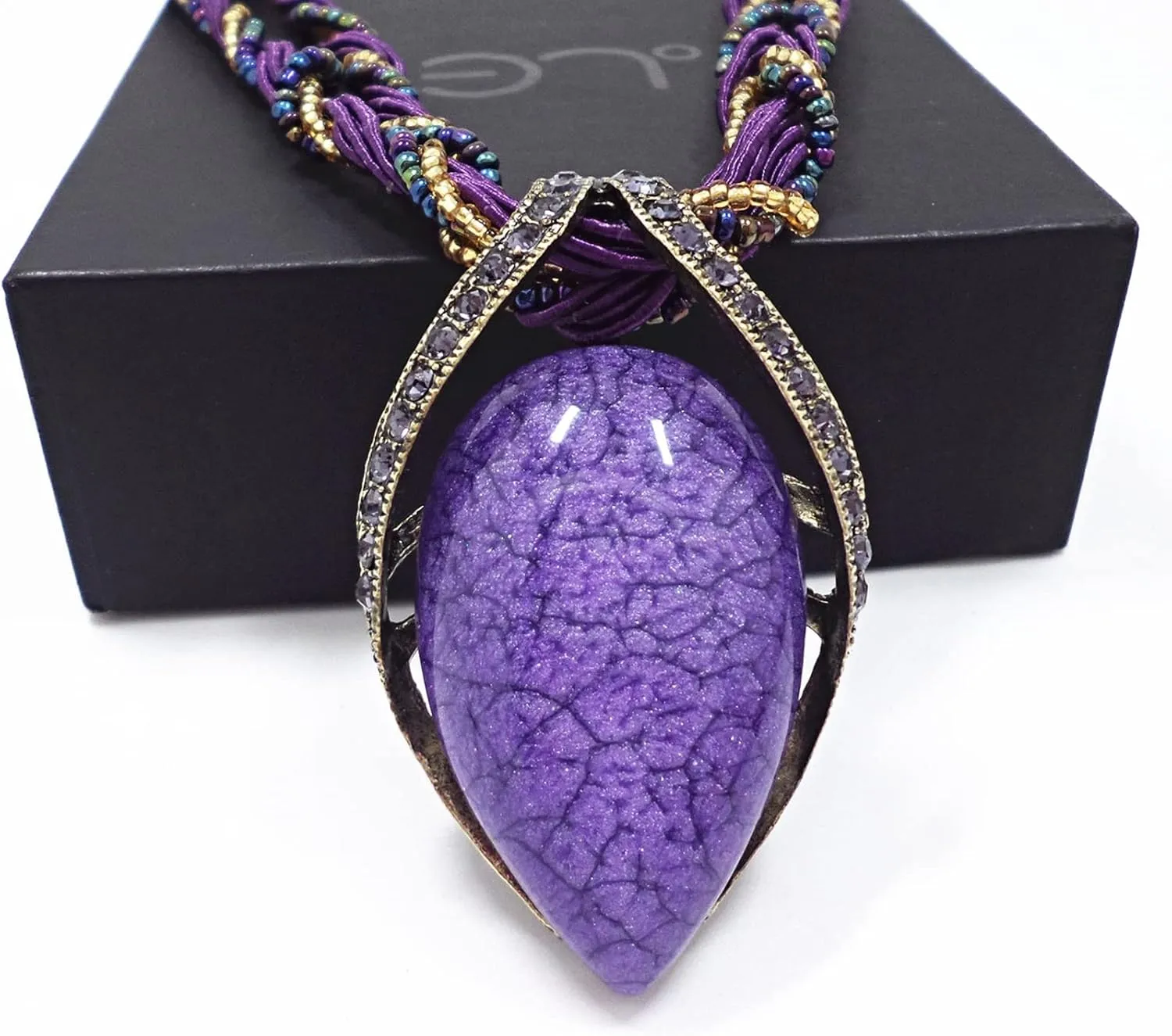 BG&WLing Retro Vintage Bohemian Collar Necklace for Women Boho Teardrop Turquoise Rhinestone Pendant Collars Fashion Jewelry Gifts Mom Grandmother Aunt
