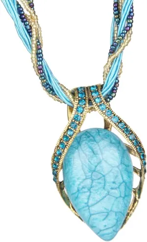 BG&WLing Retro Vintage Bohemian Collar Necklace for Women Boho Teardrop Turquoise Rhinestone Pendant Collars Fashion Jewelry Gifts Mom Grandmother Aunt