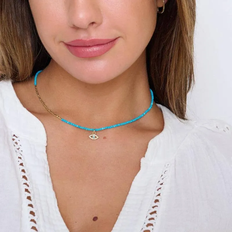 Bia Turquoise Evil Eye Choker Necklace