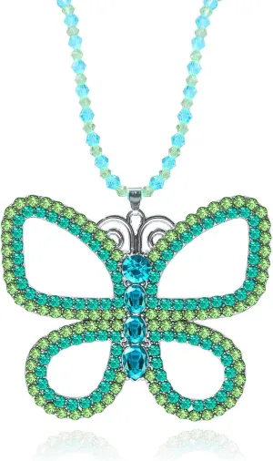 Big Green Butterfly Choker Necklace - Sparkly Green Butterfly Pendant Necklace for Women Halloween Christmas Jewelry Gift