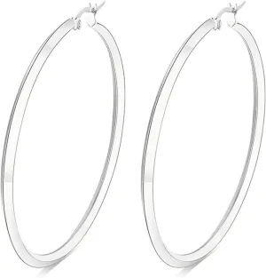 Big Hoop Earrings for Women 316L Stainless Steel Hypoallergenic Rounded Hoops Earrings Silver Plated 14K Gold Plated Earrings