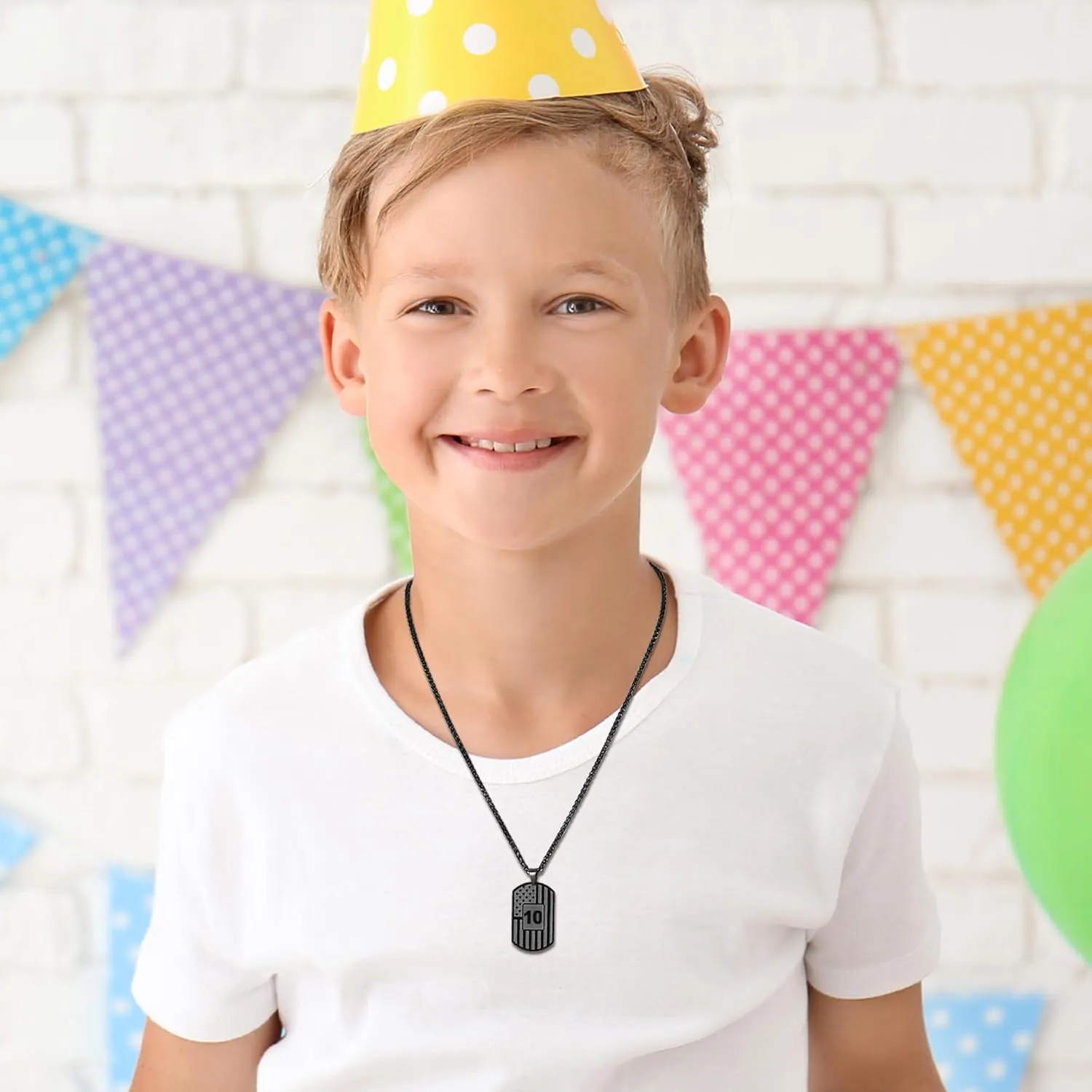 Birthday Gifts Necklace for Men Boys Kids 24 Inches Dog Tag Necklace American Flag Pendant Chain Number Necklaces 10th 13th 16th 18th 21st 30th 40th 50th 60th Birthday Jewelry Gifts