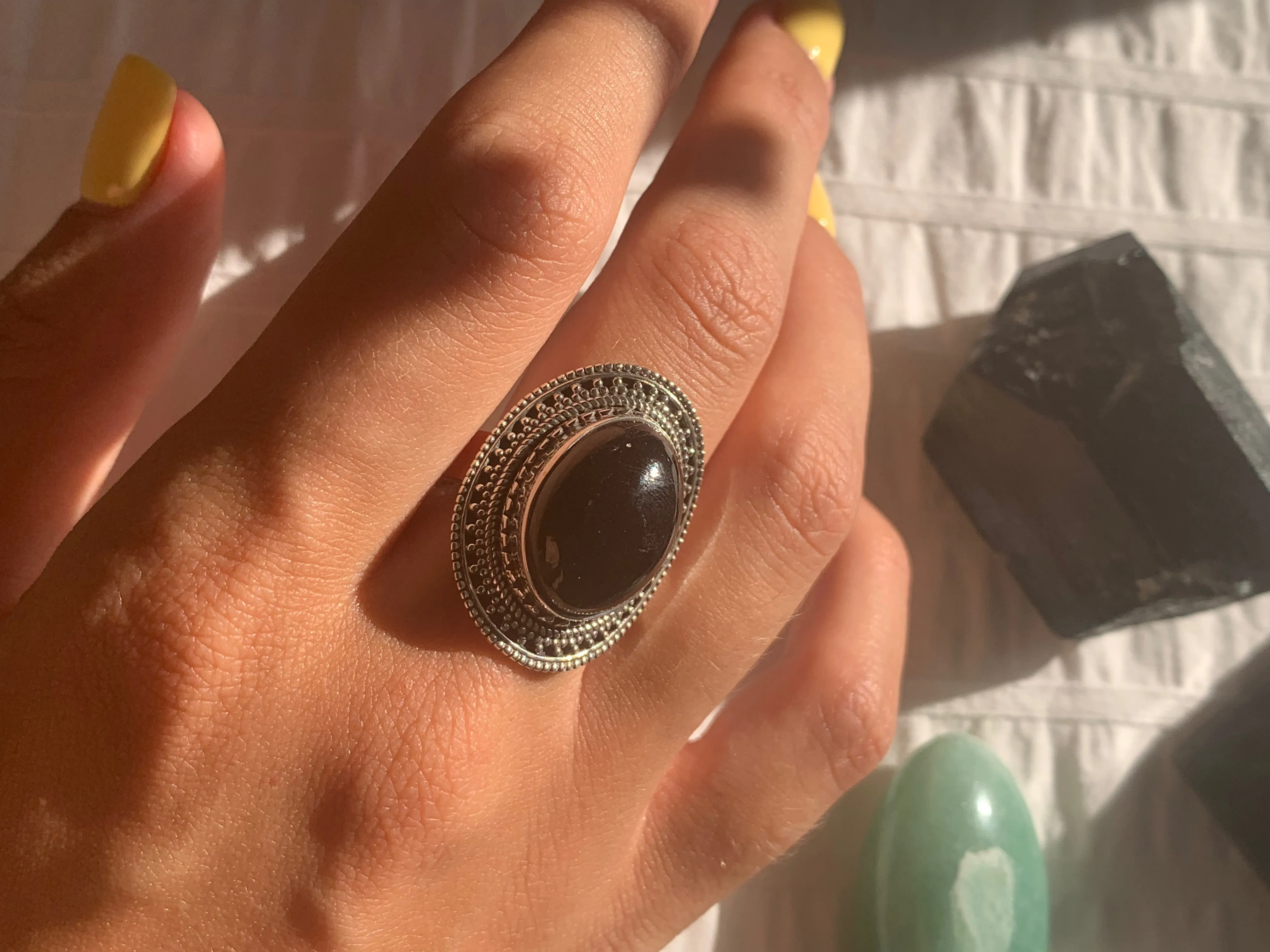 Black Tourmaline Rhona Ring - Oval (US 9)