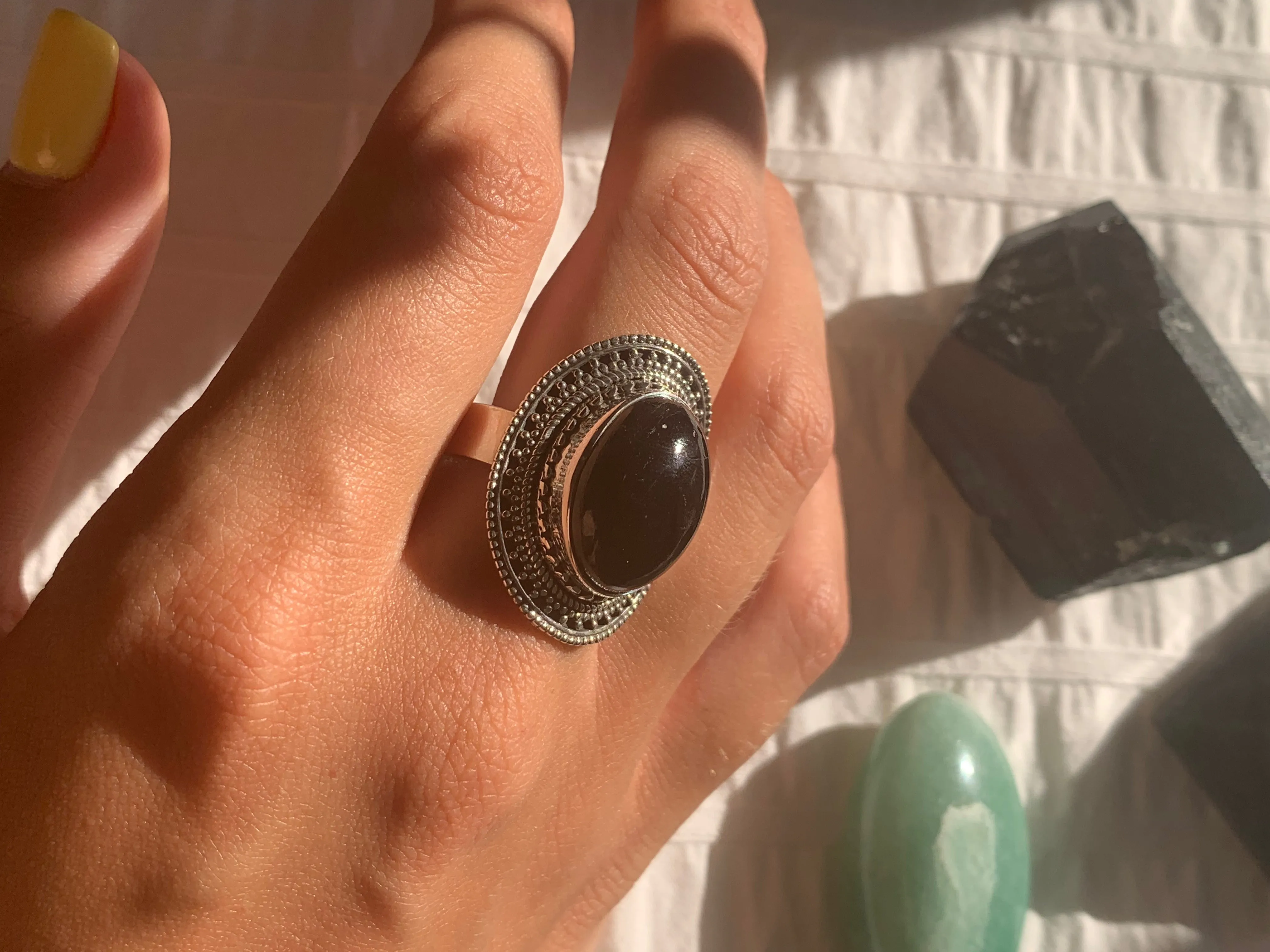 Black Tourmaline Rhona Ring - Oval (US 9)
