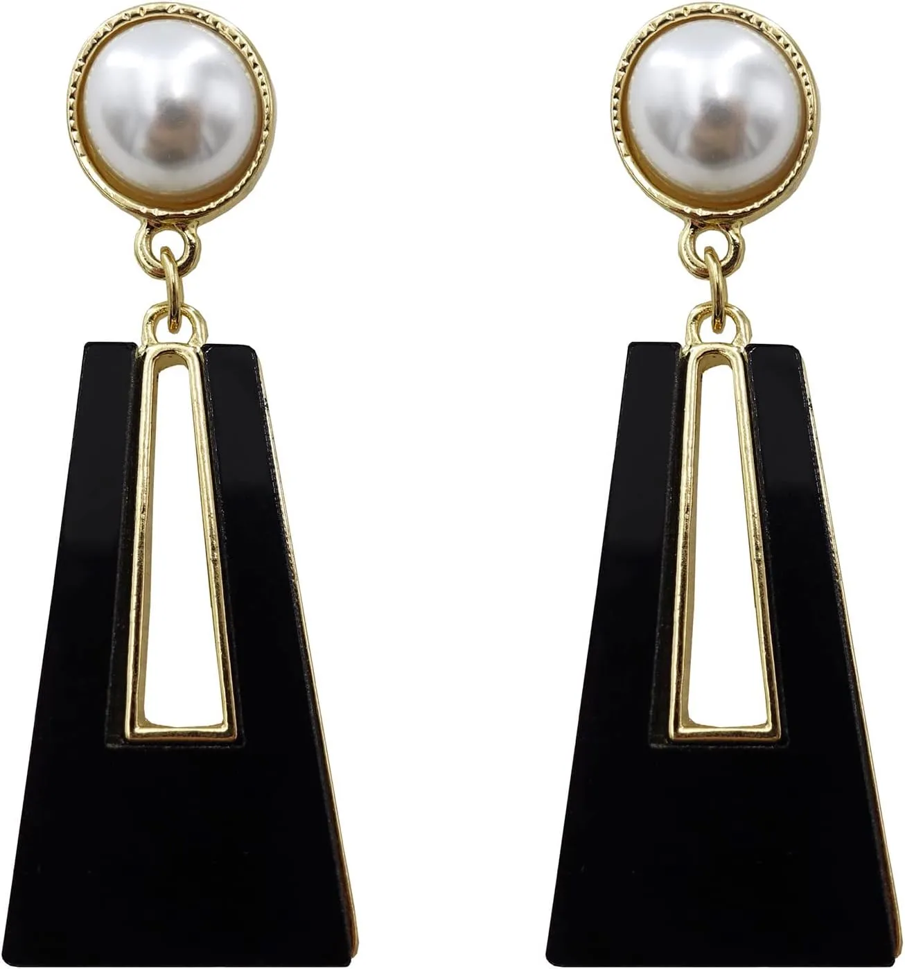 Black White Earrings for Women Sparkly Geometric Dangle Drop Statement Jewelry