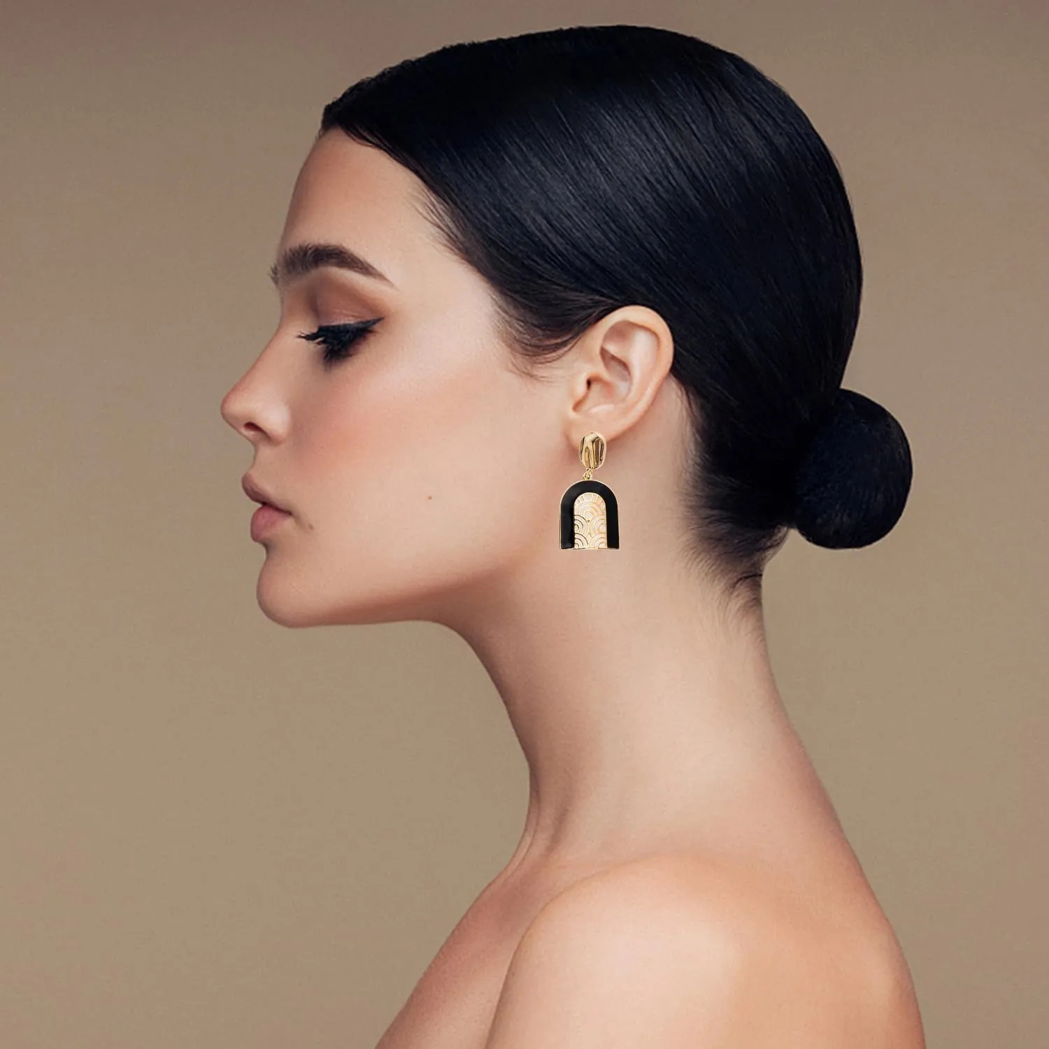 Black White Earrings for Women Sparkly Geometric Dangle Drop Statement Jewelry