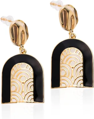 Black White Earrings for Women Sparkly Geometric Dangle Drop Statement Jewelry
